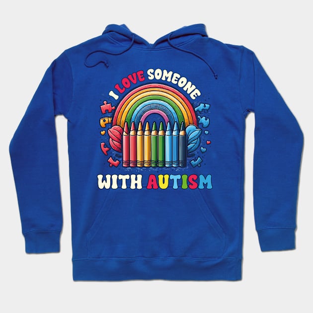 I Love Someone With Autism Awareness Puzzle SPED Teacher Hoodie by JUST PINK